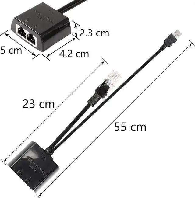 Alt view image 3 of 7 - 1 to 2 Male RJ45 Network Splitter Adapter, 1000Mbps Gigabit Ethernet Cable Splitter, LAN Extension Connector for 2 Devices Simultaneous Internet Sharing, Black