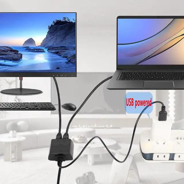 Alt view image 5 of 7 - 1 to 2 Male RJ45 Network Splitter Adapter, 1000Mbps Gigabit Ethernet Cable Splitter, LAN Extension Connector for 2 Devices Simultaneous Internet Sharing, Black