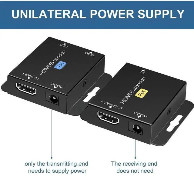 Alt view image 2 of 6 - HDMI Extender Over Single Cat6 Ethernet Cable, Up to 200Ft Transmission, HDMI Balun Transmitter and Receiver with Power Over Cable, Full 1080P 3D Support, HDCP & EDID Copy Function