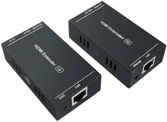 Alt view image 4 of 7 - 1080P 3D HDMI Extender Over Single Cat5e/Cat6/Cat7 Cable, Uncompressed Full HD Transmission Up to 164Ft/50m, Transmitter and Receiver Kit with POC & EDID Support