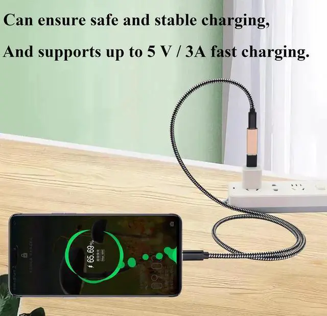 Alt view image 7 of 7 - USB 3.0 A Male to Type C Female Adapter, Champagne Gold 2 Pack, USB-A to USB-C Converter, Fast Charging & Data Sync Connector for PC, Laptop, Power Bank, Charger, USB-C Phone, U-Disk and Cables