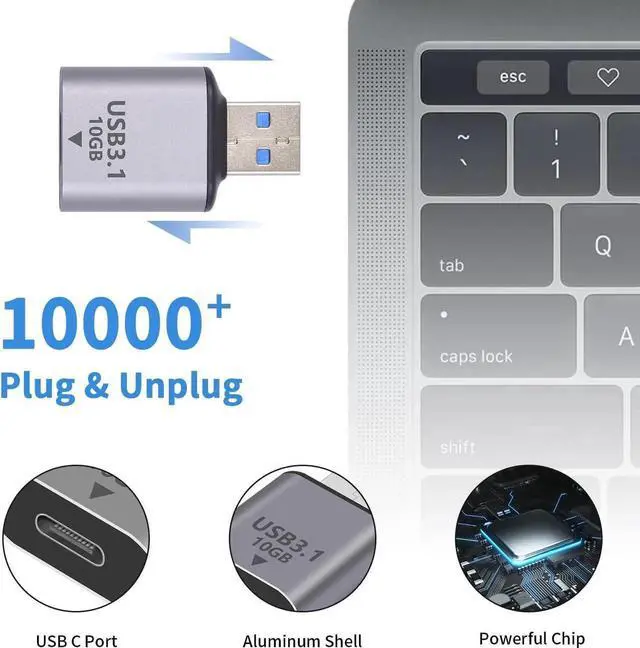 Alt view image 7 of 7 - USB C Female to USB A Male Adapter, 10Gbps USB 3.1 Gen 2 OTG Converter, Bi-Directional Charging & Data Transfer Type-C to USB-A Connector for iPhone, MacBook, PC, Laptop, Charger, Power Bank, 1 Pack