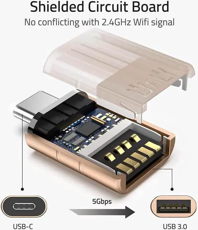 Alt view image 2 of 7 - USB C to USB Adapter Pack of 2 USB C Male to USB3 Female Adapter Compatible with MacBook Pro 2021 iMac iPad Mini 6/Pro MacBook Air 2022 and Other Type C or Thunderbolt 4/3 Devices Space Gold