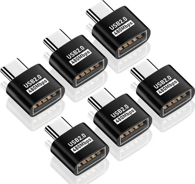 Main image of USB C to USB Adapter, USB Type C Male to USB 2.0 Female Extension Connector, USB to USB C Adapter, Support 480Mbps Data Transfer, OTG Function and Charging for Phone, Laptop (6 Black)