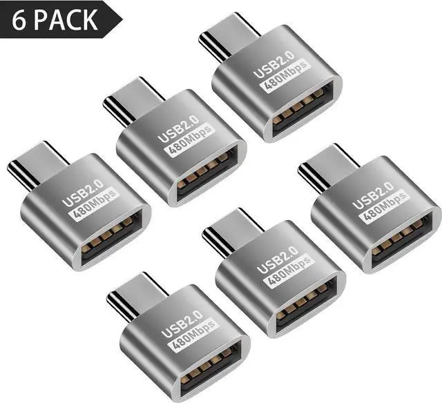 Alt view image 7 of 7 - USB C to USB Adapter 10Gbps, Type C Male to A Female Extension Adapater Support Data Transfer and Charging for Phone, Laptop, USB Keyboard 6 Pack (Silver)