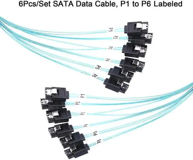 Alt view image 2 of 6 - 6 Pack 1M SATA III Cable, 6Gbps High Speed SATA 3.0 Connection Cord, 3.3FT Long Replacement Wire for Server, PC, RAID, HDD, SSD, CD DVD Optical Drives