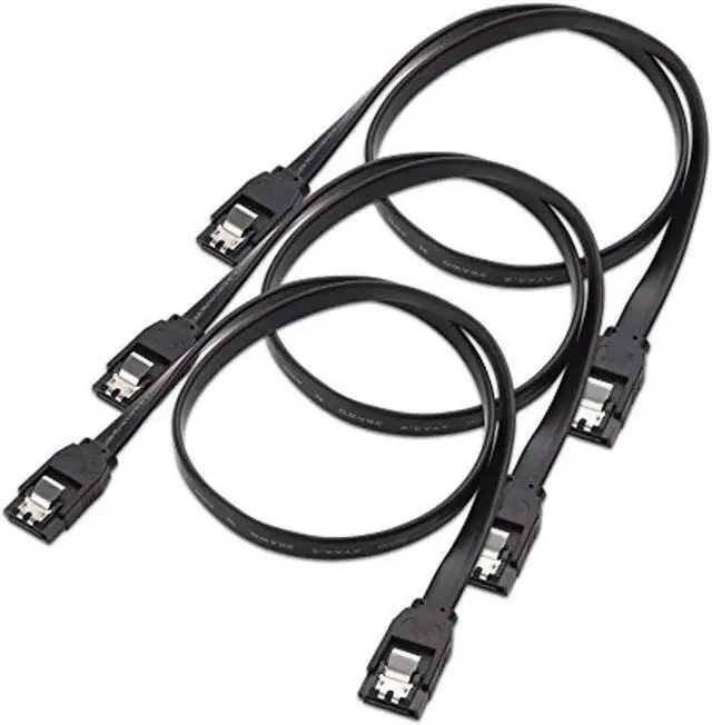Main image of 3-Pack Straight SATA III 6.0Gbps Cable, Black 24 Inch SATA 3.0 High Speed Data Cord for HDD, SSD, Optical Drives