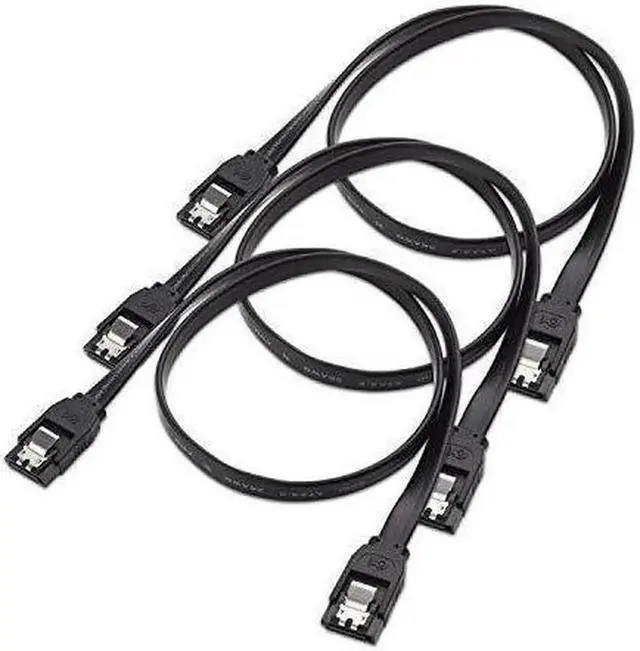 Alt view image 3 of 3 - 3-Pack Straight SATA III 6.0Gbps Cable, Black 24 Inch SATA 3.0 High Speed Data Cord for HDD, SSD, Optical Drives