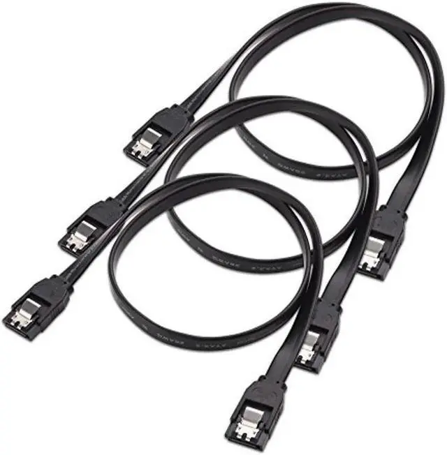 Alt view image 2 of 3 - 3-Pack Straight SATA III 6.0Gbps Cable, Black 24 Inch SATA 3.0 High Speed Data Cord for HDD, SSD, Optical Drives