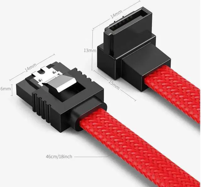 Alt view image 3 of 7 - 3PACK SATA Cable III 3 Pack 90 Degree Straight to Right Angle 6Gbps HDD SDD SATA Data Cable with Locking Latch 50cm 18 Inch for SATA HDD, SSD, CD Driver, CD Writer, Red