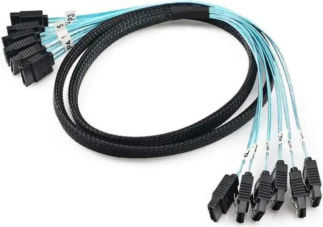 Main image of 6Pcs 1M SATA III Cable, 6Gbps High Speed SATA/SAS Data Cable, Internal Replacement Cord for Server, Desktop PC, HDD, SSD and RAID Storage