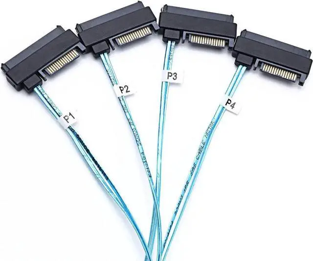 Alt view image 7 of 7 - 1M 12Gbps SFF-8643 to 4 SFF-8482 Breakout Cable, Internal Mini SAS HD to 29Pin SFF-8482 Connector with SAS 15Pin Power Port for SAS SATA Hard Drive