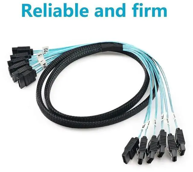 Alt view image 2 of 7 - 6-Pack 1M SATA III 6Gbps High-Speed Cables, SAS Compatible Data Transmission Cord for Server RAID HDD SSD Optical Drive