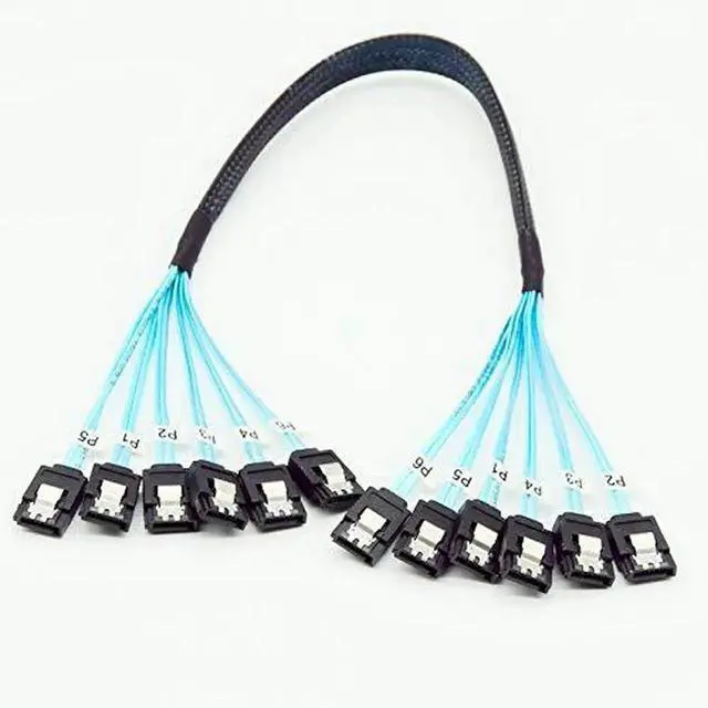 Alt view image 5 of 7 - 6-Pack 1M SATA III 6Gbps High-Speed Cables, SAS Compatible Data Transmission Cord for Server RAID HDD SSD Optical Drive