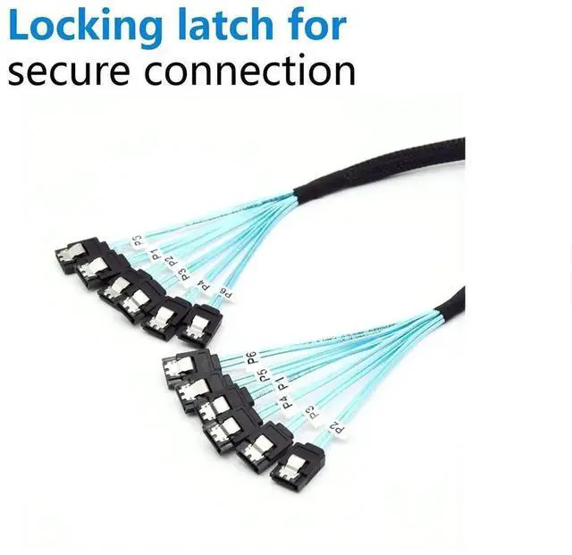 Alt view image 3 of 7 - 6-Pack 1M SATA III 6Gbps High-Speed Cables, SAS Compatible Data Transmission Cord for Server RAID HDD SSD Optical Drive