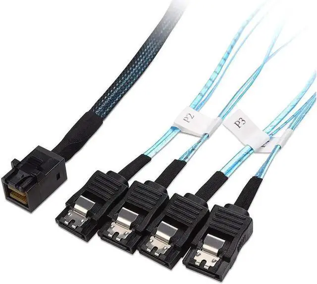 Main image of 1M 3.3FT SFF-8643 Mini SAS HD to SATA Forward Breakout Cable, Internal 4-Port SATA Fan-Out Cord for Server RAID HDD SSD