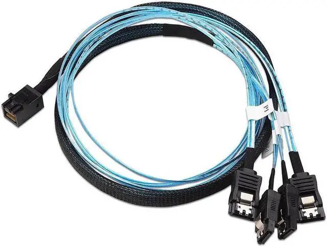 Alt view image 2 of 5 - 1M 3.3FT SFF-8643 Mini SAS HD to SATA Forward Breakout Cable, Internal 4-Port SATA Fan-Out Cord for Server RAID HDD SSD