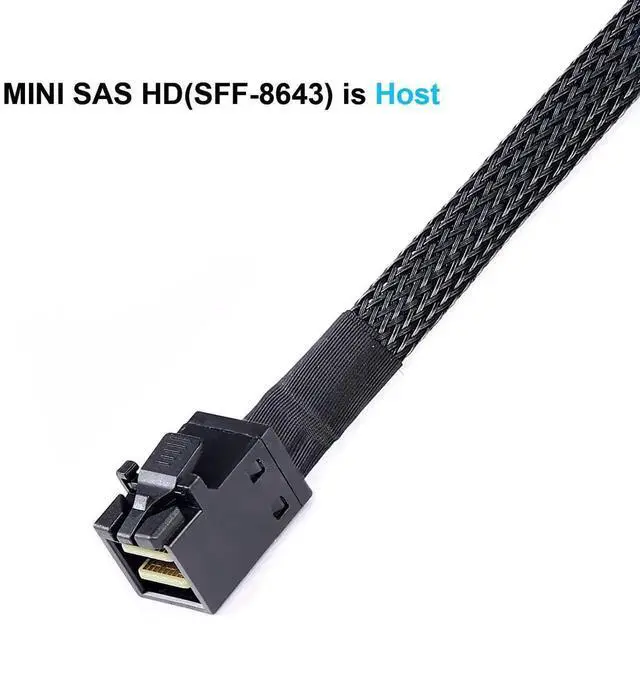 Alt view image 4 of 6 - 0.5M Mini SAS HD SFF-8643 to 4X SFF-8482 Breakout Cable, 1.6FT SAS Adapter Cord with SATA Power Connector for Server HDD RAID Storage