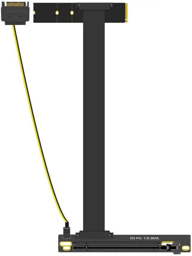 Main image of 300mm M.2 Key M to PCIe 4.0 X16 Riser Cable with SATA Power, Non-SATA M.2 Slot Supported