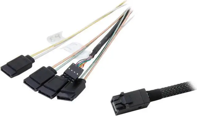 Main image of 1m SFF-8643 to 4 SATA Breakout Cable, Mini SAS HD to SATA Internal Data Cable, Server HDD SSD Storage Cord