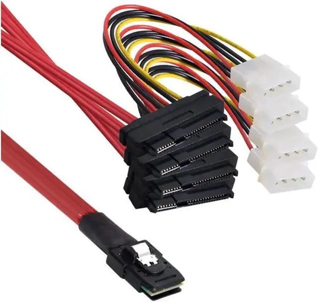 Main image of 3.28Ft Mini-SAS SFF-8087 to 4 SAS Breakout Cable, 36Pin SFF8087 to 4 SAS Data Cord, 10Gbps High Speed Internal Server Storage Cable