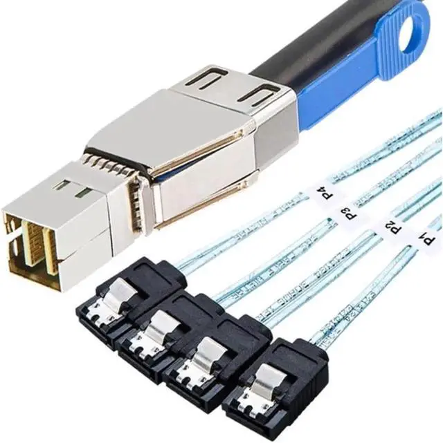 Main image of 1M 12Gbps Mini SAS HD SFF-8644 to 4 x 7Pin SATA Breakout Cable, External Server High Speed Hard Drive Data Cord