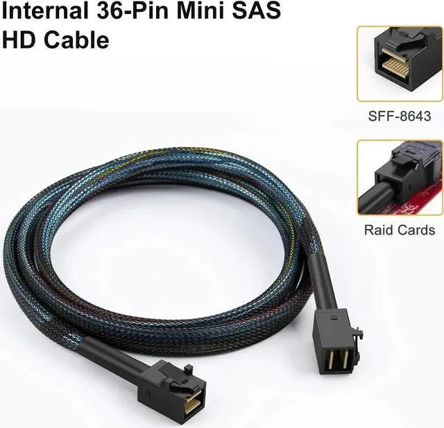 Alt view image 4 of 5 - 0.5m Internal Mini SAS HD Cable, SFF-8643 to SFF-8643 High Speed Server Storage Data Cable, 1.64ft