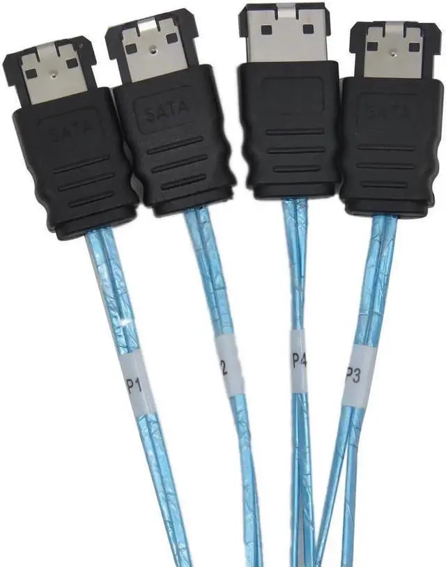 Alt view image 6 of 6 - 1m Mini SAS 26Pin SFF-8088 to 4 Port eSATA 7Pin Breakout Cable, High Speed External Storage Data Cable