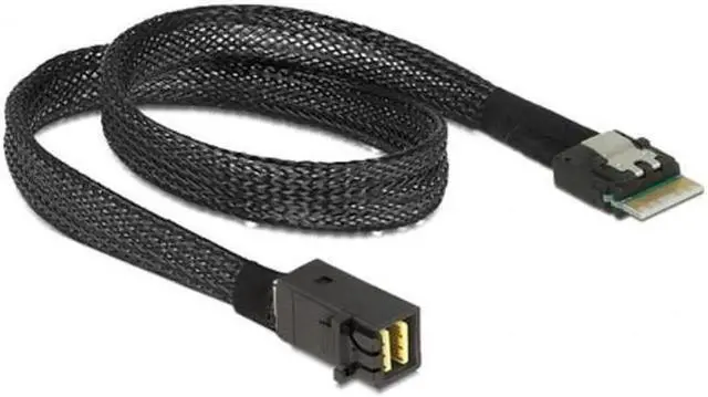 Main image of 50cm Slim Line SAS 4.0 Cable, SFF-8654 4i 38Pin to HD Mini SAS 4i SFF-8643 36Pin Server Storage Adapter Cable SF-098-0.5M