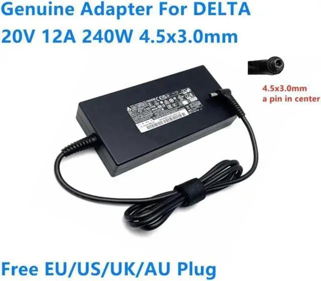 Main image of 240W Delta AC Adapter, 20V 12A 4.5x3.0mm ADP-240EB D, High Power Laptop Charger Replacement for MSI Gaming Notebook