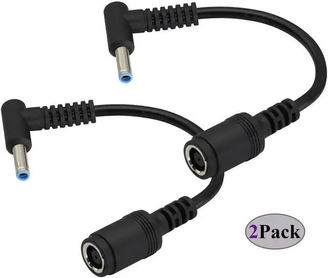 Alt view image 2 of 6 - 2 Pack 90 Degree DC Power Converter Cable, 7.4mm×5.0mm Female to 4.5mm×3.0mm Male Right Angle Laptop Charging Connector, 15cm DC Jack Adapter Cord for HP Notebook Power Supply Replacement