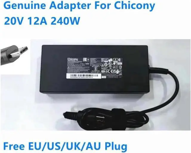 Main image of 240W USB Slim Tip AC Adapter 20V 12A, Replacement for Chicony A20-240P2A A240A007P, Compatible with MSI GE76 GE66 Raider Laptop Power Supply Charger