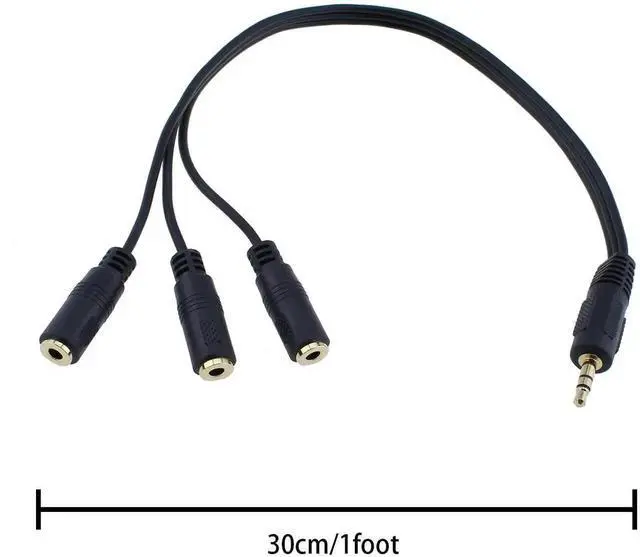 Alt view image 5 of 6 - 2Pcs 3.5mm TRRS Audio Splitter Cable, 1FT Gold Plated 1 Male to 3 Female Stereo AUX Splitter Adapter, 1 Input 3 Output Audio Jack Splitter
