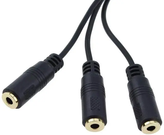 Alt view image 2 of 6 - 2Pcs 3.5mm TRRS Audio Splitter Cable, 1FT Gold Plated 1 Male to 3 Female Stereo AUX Splitter Adapter, 1 Input 3 Output Audio Jack Splitter