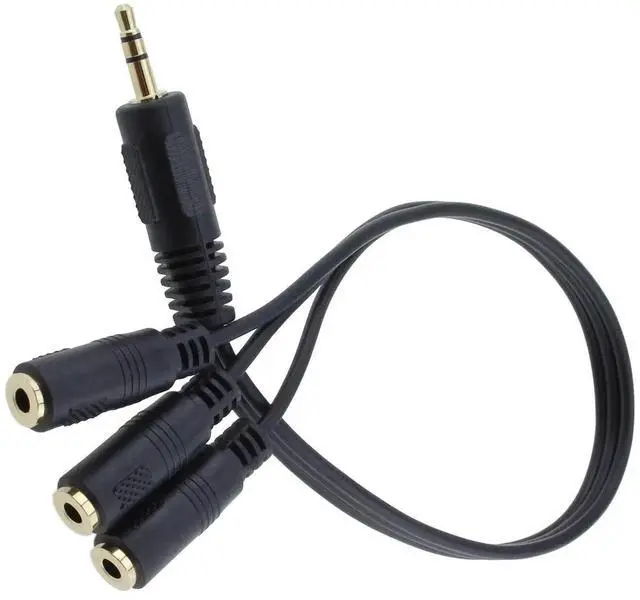 Alt view image 4 of 6 - 2Pcs 3.5mm TRRS Audio Splitter Cable, 1FT Gold Plated 1 Male to 3 Female Stereo AUX Splitter Adapter, 1 Input 3 Output Audio Jack Splitter