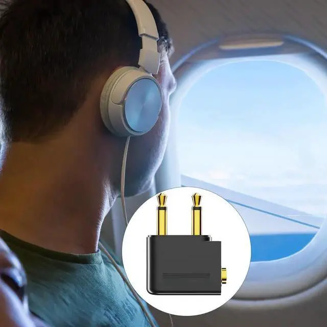 Alt view image 4 of 7 - 3 Pack Airplane Headphone Adapter, Gold Plated Dual 3.5mm Male to Single 3.5mm Female Flight Audio Jack Connector for In-Flight Earphone Use