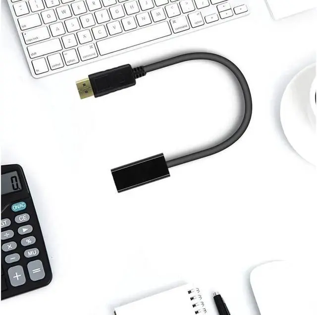 Alt view image 2 of 7 - 4K DisplayPort to HDMI Adapter, Gold-Plated DP Male to Female Converter, Compatible with Lenovo Dell HP Laptops Desktops, Black
