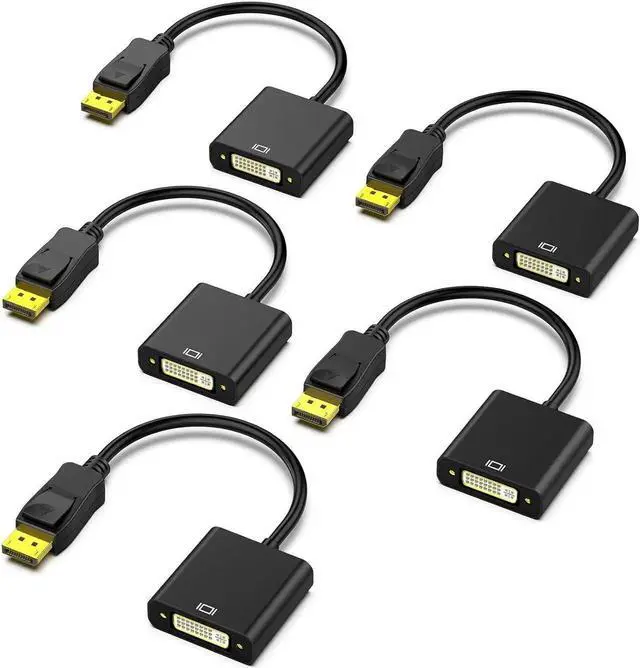 Main image of DisplayPort to DVI DVI-D Single Link Adapter, Display Port to DVI Converter Male to Female Black 5-Pack