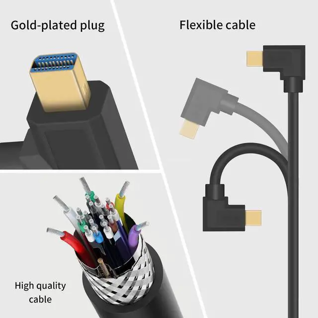 Alt view image 6 of 7 - Mini DP to DP 1.4 Cable, 8K@60Hz Extreme Thin Left Angle Mini Displayport Male to Displayport Female Extension Cable with Screw Panel Mount Support Bi-Directional Transmission. 1Ft/30cm
