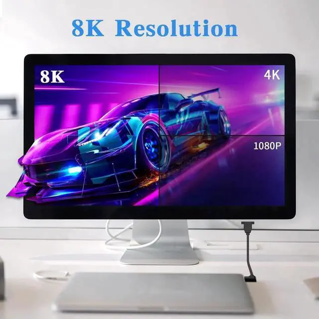 Alt view image 5 of 7 - Mini DP to DP 1.4 Cable, 8K@60Hz Extreme Thin Left Angle Mini Displayport Male to Displayport Female Extension Cable with Screw Panel Mount Support Bi-Directional Transmission. 1Ft/30cm