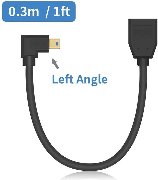 Alt view image 7 of 7 - Displayport to Mini Displayport Extension Cable 1.4, 8k Mini DP to DP, Left Angled Mini Displayport Male to Displayport Female Extention Cable for Laptop PC TV Gaming Monitor. 1Ft/30cm