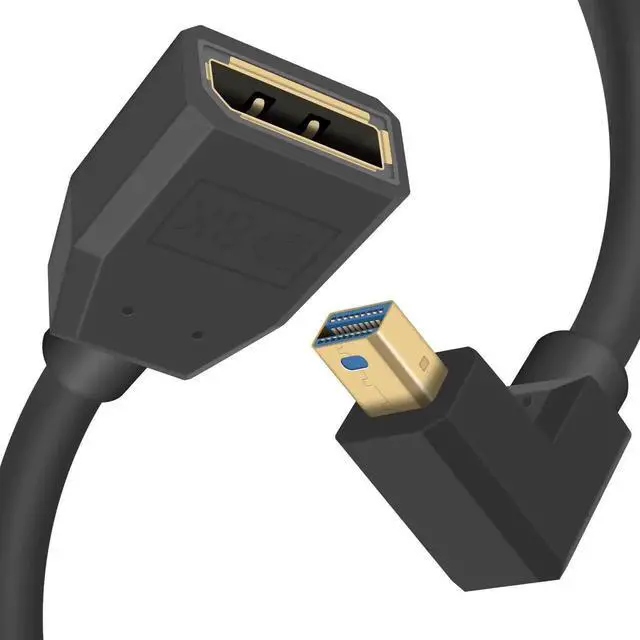 Main image of Displayport to Mini Displayport Extension Cable 1.4, 8k Mini DP to DP, Up Angle Mini Displayport Male to Displayport Female Extention Cable for Laptop PC TV Gaming Monitor. 1Ft/30cm