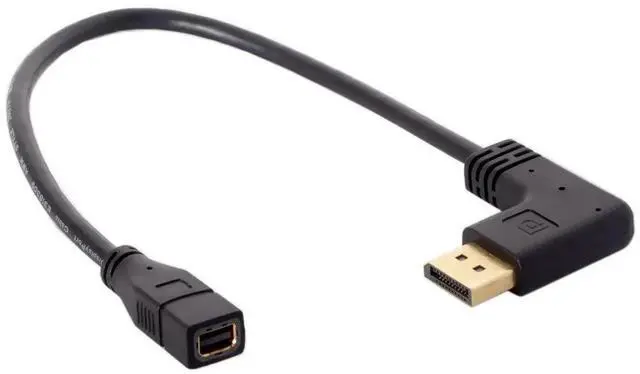 Alt view image 6 of 7 - Left Angled 90 Degree DisplayPort to Mini DisplayPort Cable, DP Female to Mini DP Female Adapter Cable for Monitor Display Connection