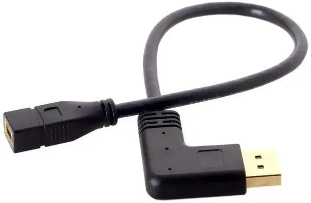 Alt view image 3 of 7 - Left Angled 90 Degree DisplayPort to Mini DisplayPort Cable, DP Female to Mini DP Female Adapter Cable for Monitor Display Connection