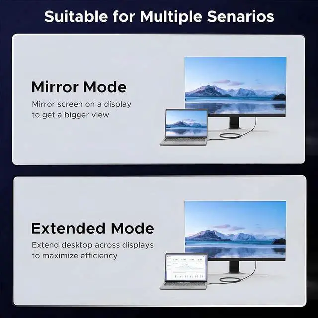 Alt view image 3 of 7 - 3.3FT USB C to DisplayPort 2.1 Cable, 40Gbps Thunderbolt 4/3 to DisplayPort Cord, 16K@30Hz 8K@120Hz 4K@240Hz Type C to DP Cable Compatible with MacBook Pro M4, iPhone 16, Dell XPS