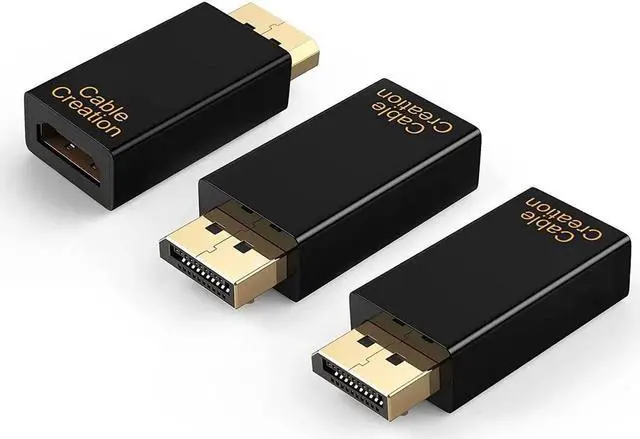 Main image of 3-Pack DP to HDMI Adapter, 1080P Gold-Plated DisplayPort to HDMI Converter 1.3V, Male to Female Black DP to HDMI Connector