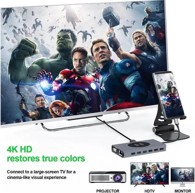 Alt view image 2 of 4 - Hub USB C Adaptador Tipo C com Saída HDMI Compatível, VGA e Múltiplas Portas USB 3.0, Doca Divisor USB-C 3.1 para MacBook Pro e Huawei Mate 30