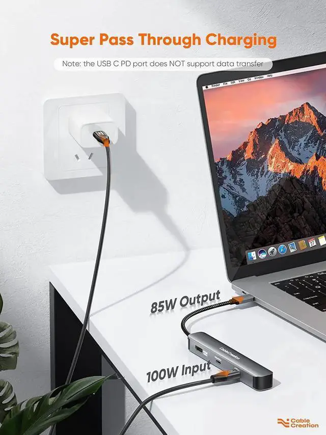 Alt view image 5 of 7 - USB C Hub Multiport Adapter, CableCreation 7-in-1 USB-C Hub with 4K 60Hz HDMI, 100W PD, USB-C and 2 USB 3.0 5Gbps Data Ports, SD/TF Card Slots for Steam Deck, MacBook Pro/Air, iPad Pro, Pixelbook, XPS