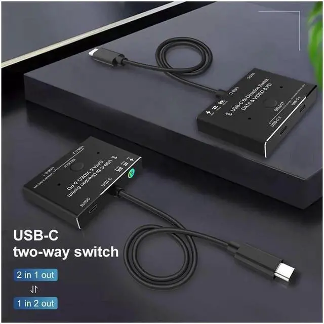 Alt view image 5 of 7 - 8K@60Hz USB-C Bi-Directional Switcher, 1X2 / 2X1 Type-C Splitter Support Video Data Transmission & PD Fast Charging