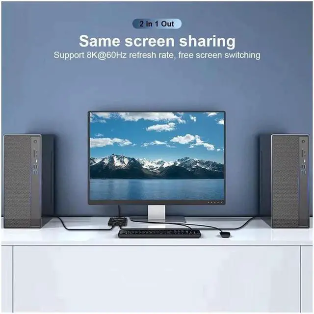 Alt view image 4 of 7 - 8K@60Hz USB-C Bi-Directional Switcher, 1X2 / 2X1 Type-C Splitter Support Video Data Transmission & PD Fast Charging